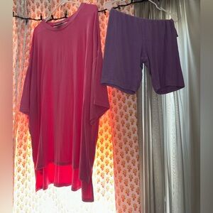 WKND Chasers Biker Set - Hot Pink Top, Lavender Bottoms